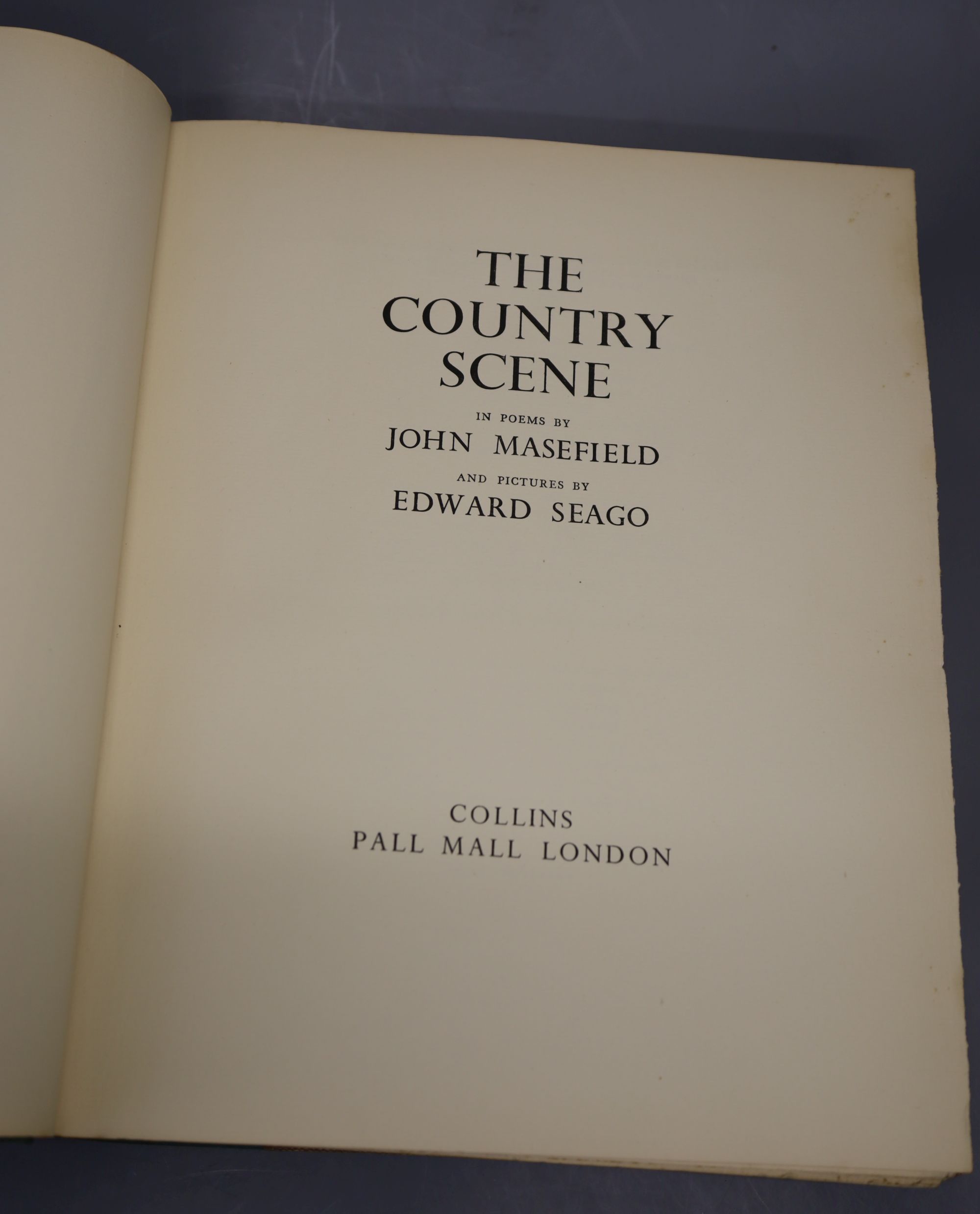 Masefield, John - The Country Scene, illustrated by Edward Seago, qto, original cloth, with 42 mounted coloured plates, Collins, London
